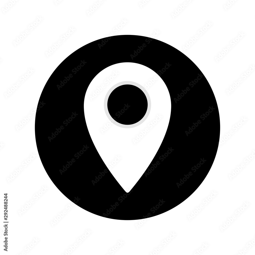 Point location icon vector. Navigation icon isolated on black circle Point location icon vector. Navigation icon isolated on black circle