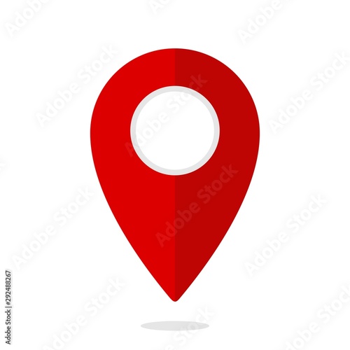 Point location icon vector. Red navigation icon isolated on white background