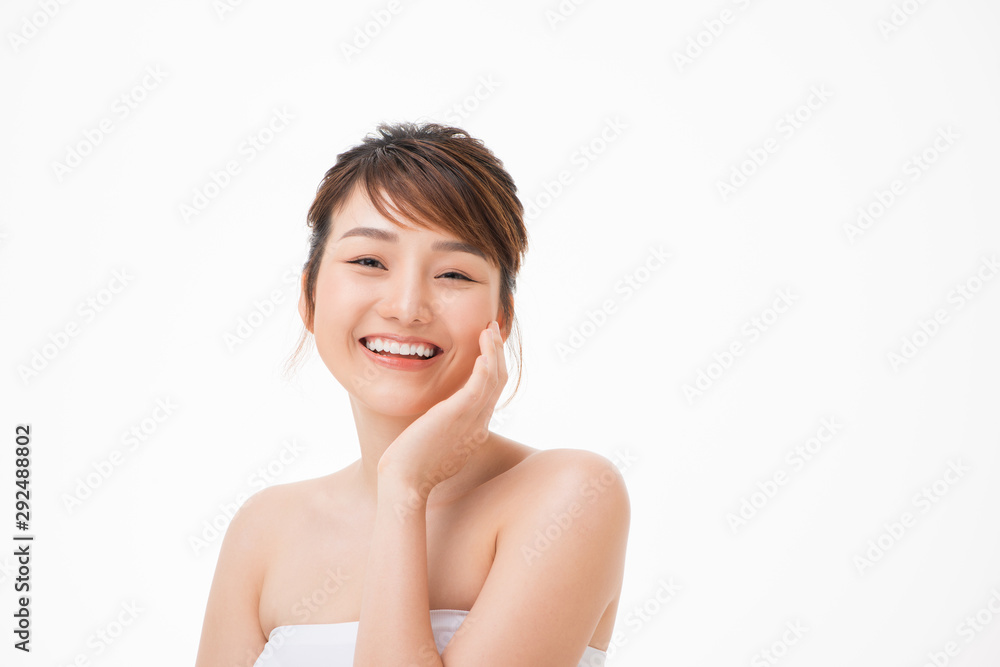 asian beautiful girl with pretty smile on her face. Beauty clinic skincare spa and surgery concept asian beautiful girl with pretty smile on her face. Beauty clinic skincare spa and surgery concept