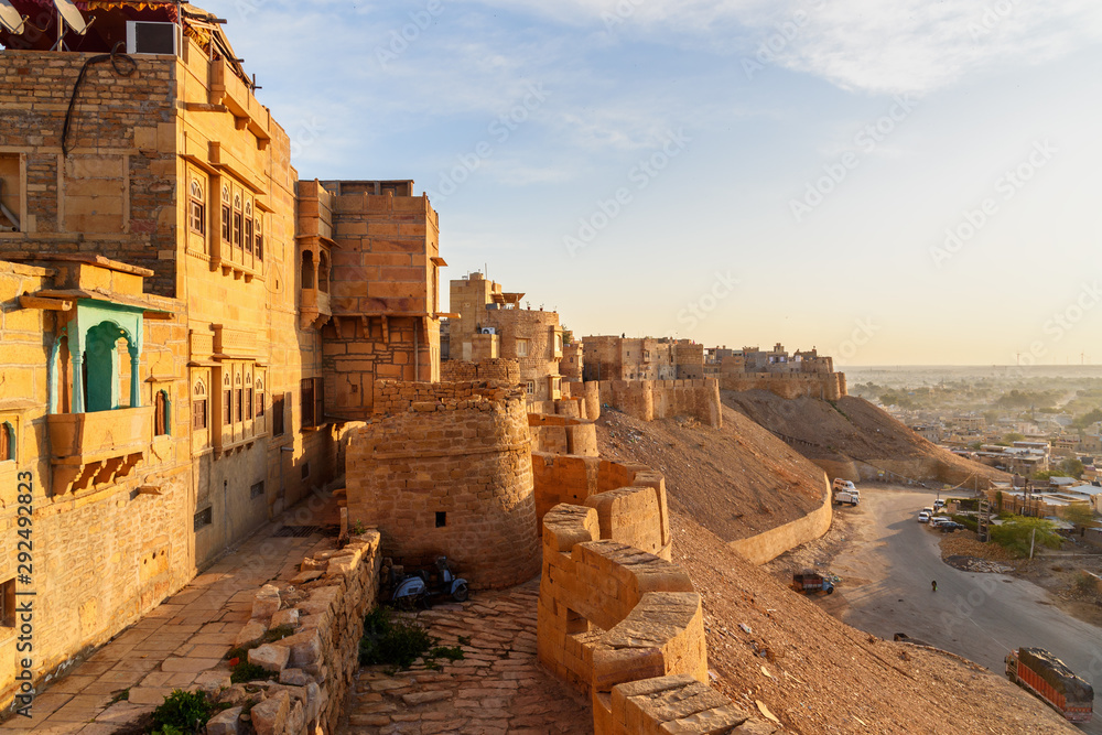Architecture of Jaisalmer fort at morning. India Architecture of Jaisalmer fort at morning. India