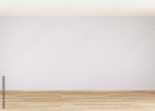 Empty room for mockup. Empty roon with light wall and wooden floor.3d rendering.