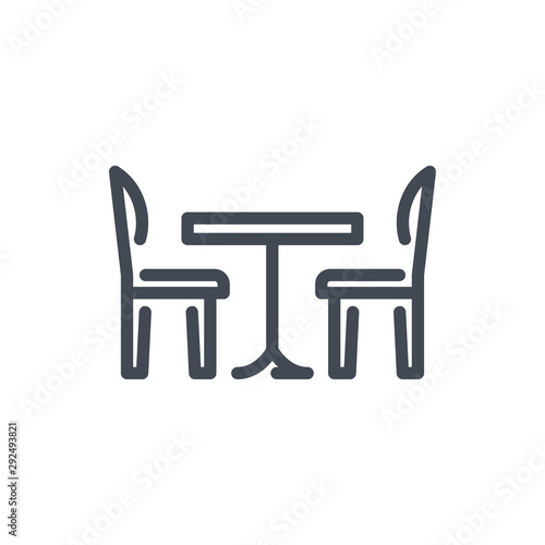 Kitchen table with chairs line icon. Furniture vector outline sign.