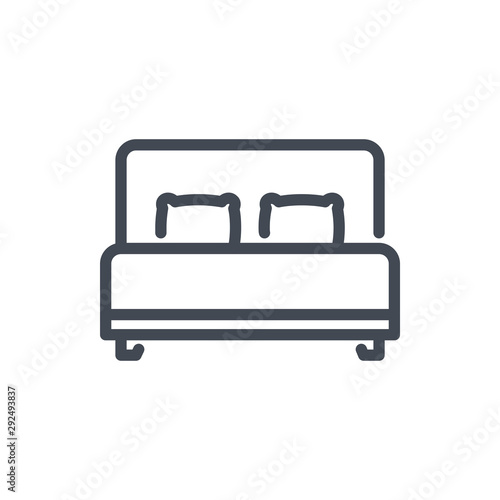 Double bed line icon. Furniture vector outline sign.