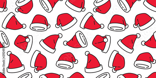 Christmas hat seamless pattern vector Santa Claus scarf isolated repeat wallpaper tile background illustration gift wrap paper design