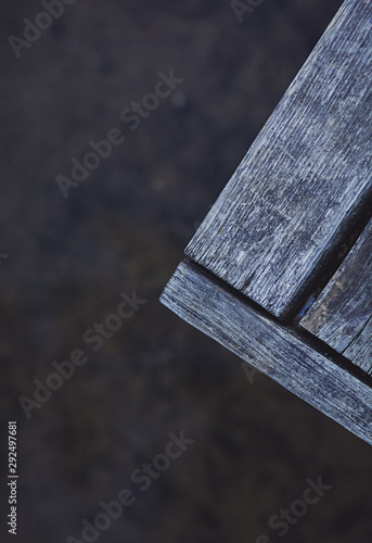 wooden pier near the water. top view