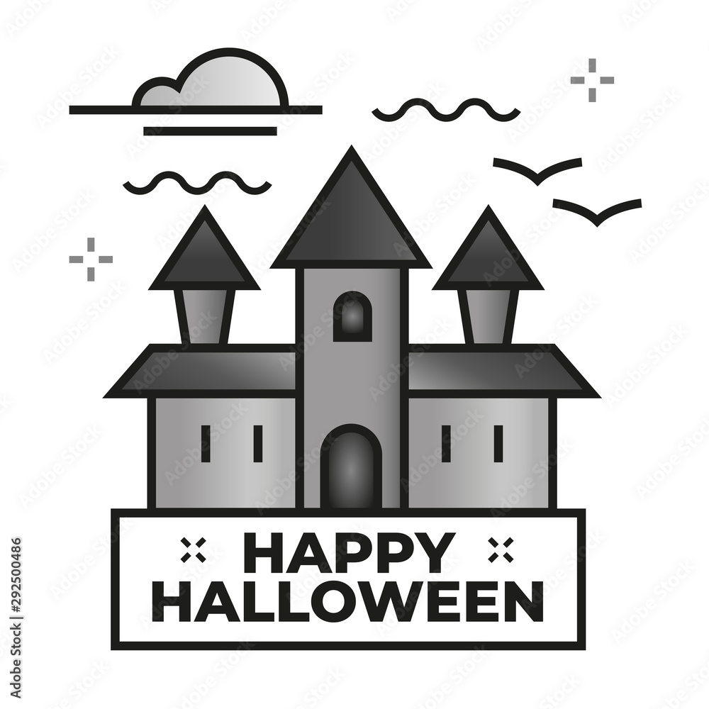 Haunted house illustration - Happy halloween icon
