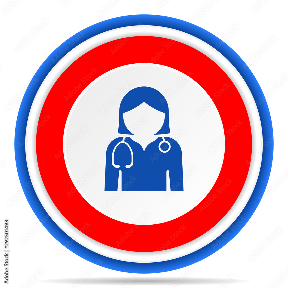 Doctor round icon, red, blue and white french design illustration for web, internet and mobile applications Doctor round icon, red, blue and white french design illustration for web, internet and mobile applications