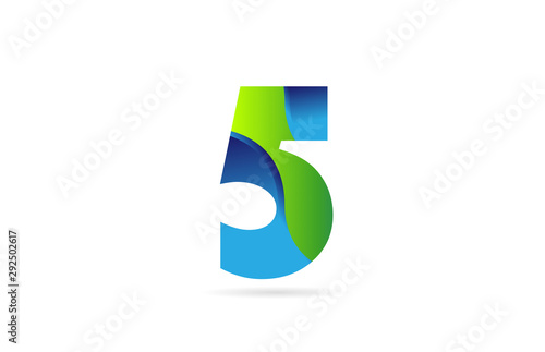 5 blue number green for company logo icon design