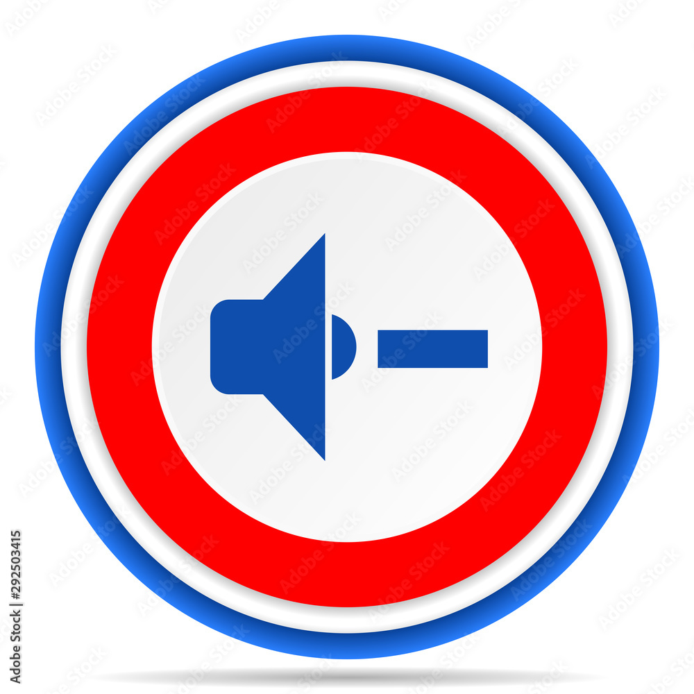 Speaker volume round icon, red, blue and white french design illustration for web, internet and mobile applications Speaker volume round icon, red, blue and white french design illustration for web, internet and mobile applications