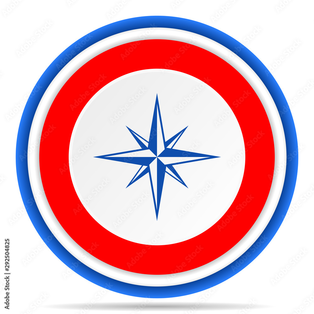 Compass round icon, red, blue and white french design illustration for web, internet and mobile applications Compass round icon, red, blue and white french design illustration for web, internet and mobile applications