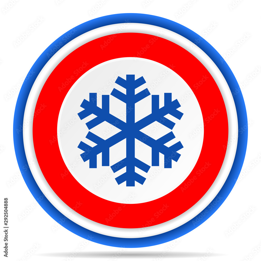 Snow round icon, red, blue and white french design illustration for web, internet and mobile applications Snow round icon, red, blue and white french design illustration for web, internet and mobile applications