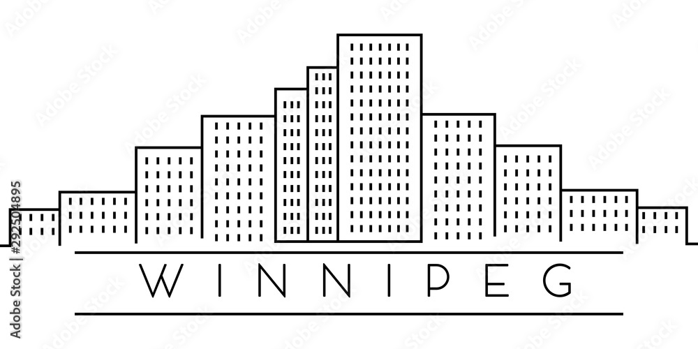 Obraz premium Cities of Canada, Winnipeg line expand icon on white background