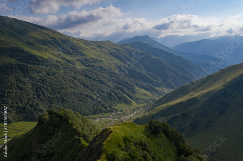 Khevsureti is a highland and inaccessible region of Georgia. Near Fortress Shatili. Summer