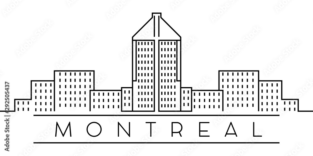 Obraz premium Cities of Canada, Montreal line expand icon on white background