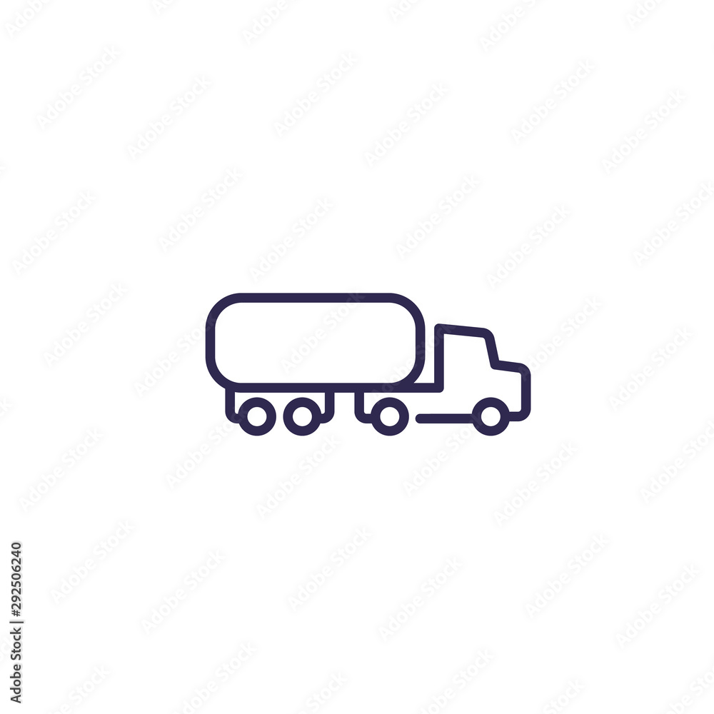 Fuel tanker truck icon, line