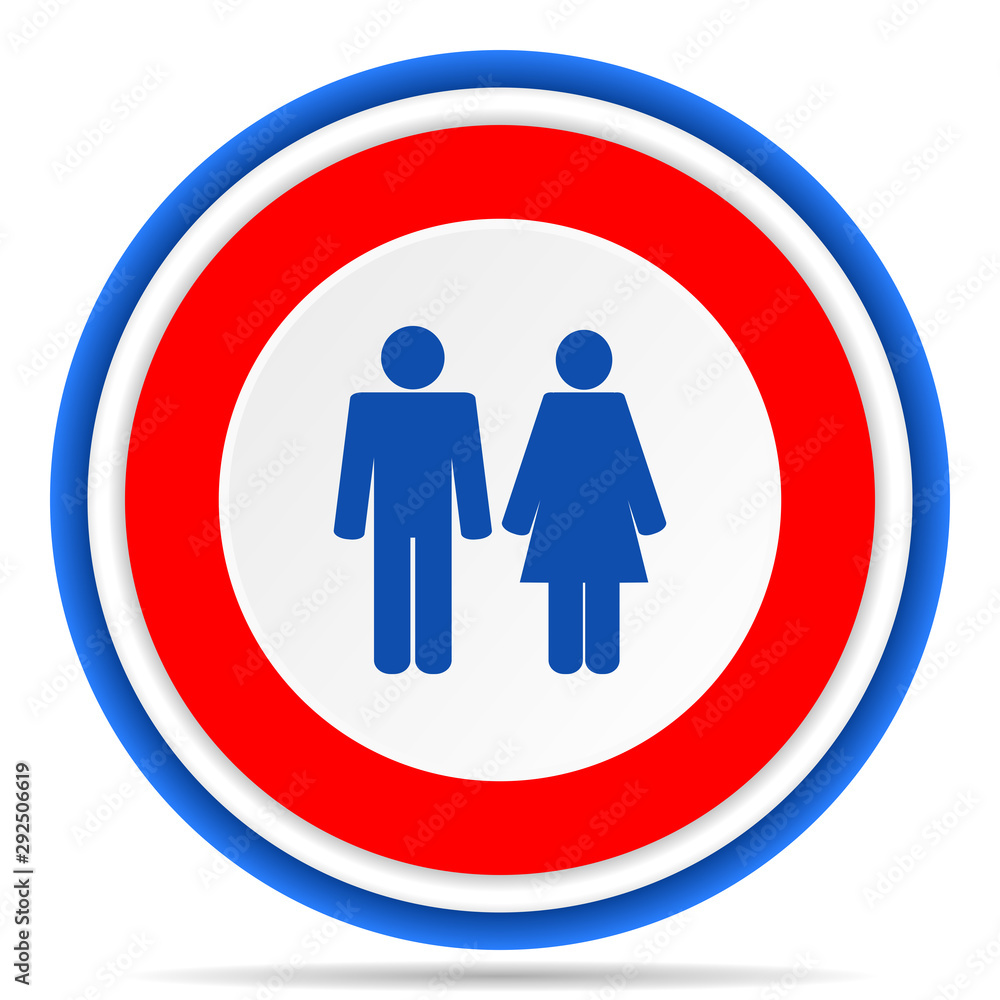 Couple round icon, red, blue and white french design illustration for web, internet and mobile applications Couple round icon, red, blue and white french design illustration for web, internet and mobile applications