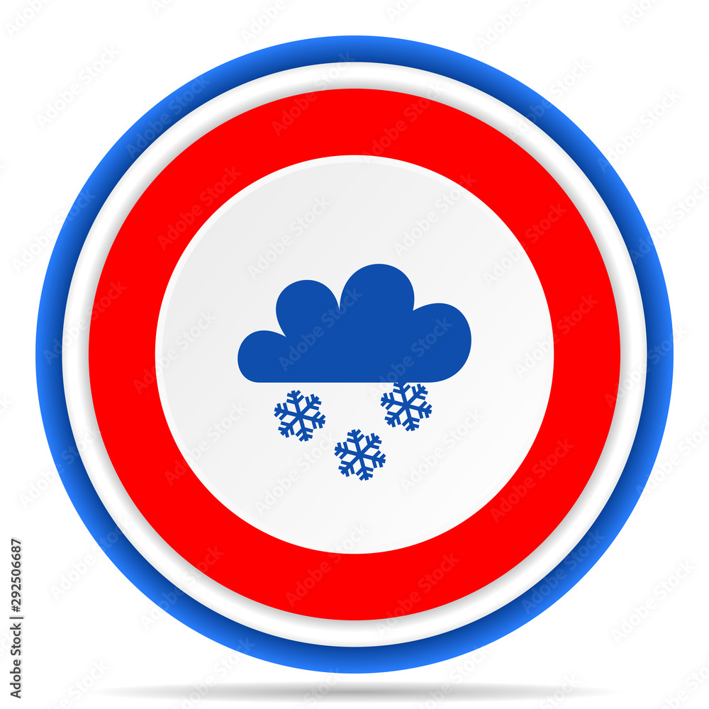 Snowing round icon, red, blue and white french design illustration for web, internet and mobile applications Snowing round icon, red, blue and white french design illustration for web, internet and mobile applications