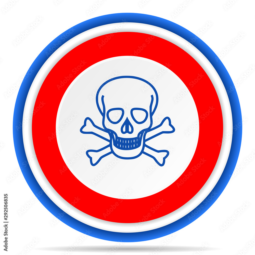 Skull round icon, red, blue and white french design illustration for web, internet and mobile applications Skull round icon, red, blue and white french design illustration for web, internet and mobile applications