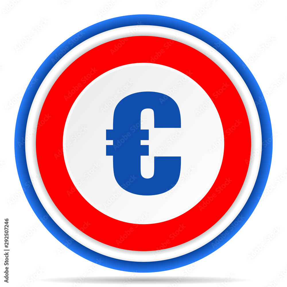 Euro round icon, red, blue and white french design illustration for web, internet and mobile applications Euro round icon, red, blue and white french design illustration for web, internet and mobile applications