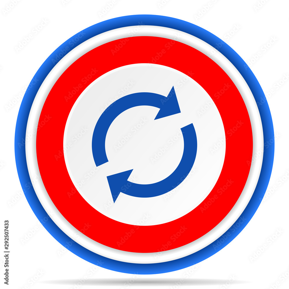Reload round icon, red, blue and white french design illustration for web, internet and mobile applications Reload round icon, red, blue and white french design illustration for web, internet and mobile applications