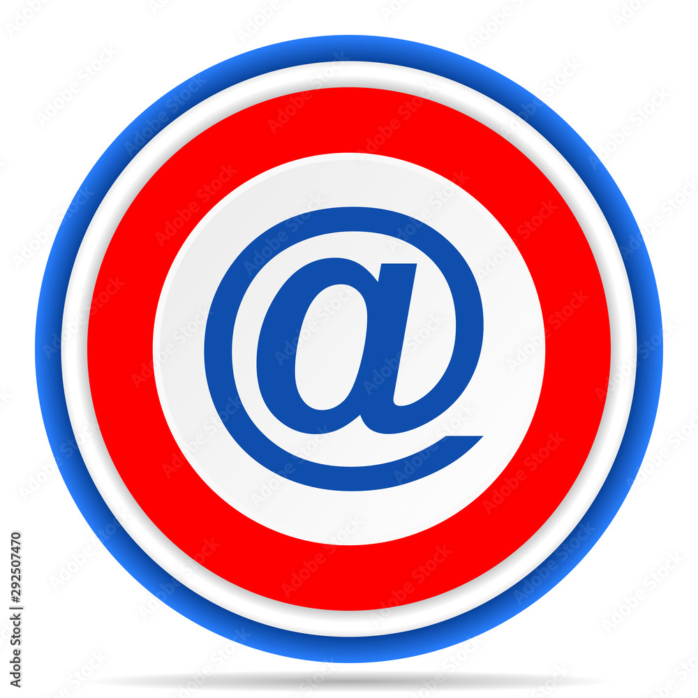 Email round icon, red, blue and white french design illustration for web, internet and mobile applications Email round icon, red, blue and white french design illustration for web, internet and mobile applications