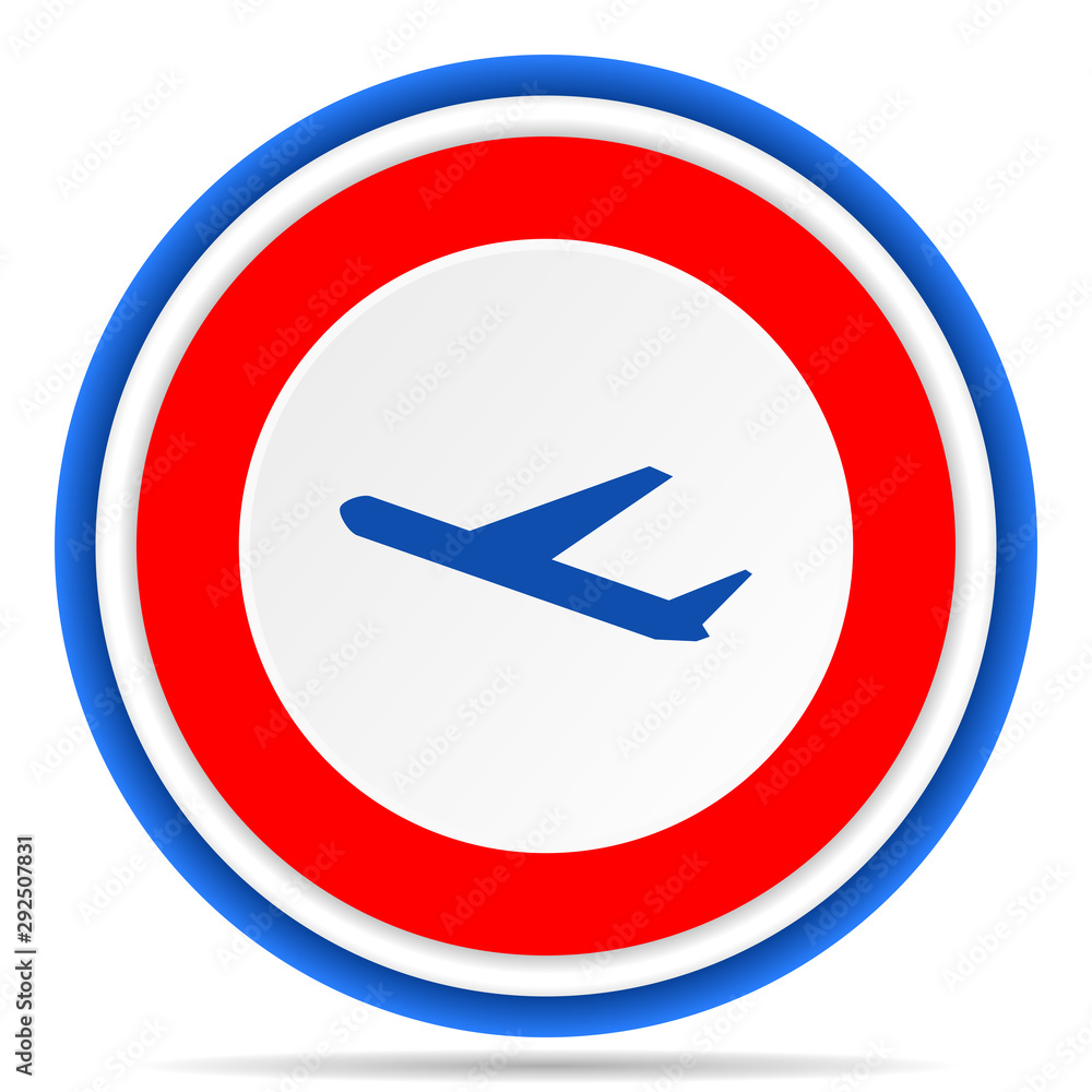 Obraz premium Departures round icon, red, blue and white french design illustration for web, internet and mobile applications