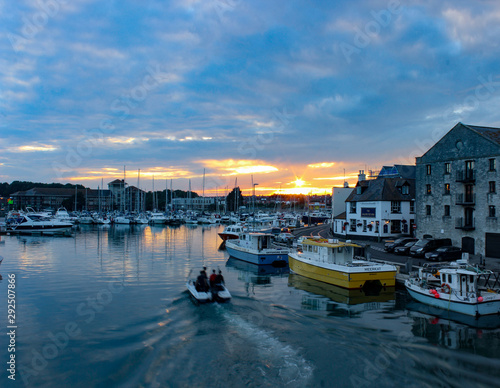A Sunset in Weymouth harbour.