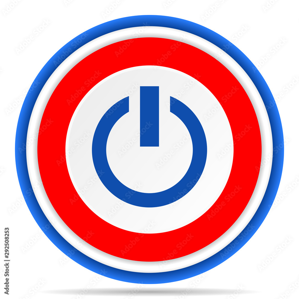 Power round icon, red, blue and white french design illustration for web, internet and mobile applications Power round icon, red, blue and white french design illustration for web, internet and mobile applications