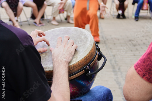 Wallpaper Mural group of people are playing on the African drums Torontodigital.ca