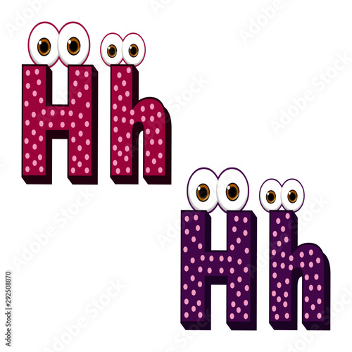 Letter H Character Capital and Small - Cartoon Vector Image