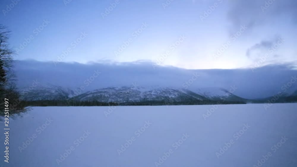 Lake Seydozero, Frozen lake in the winter at the north of Russia Lake Seydozero, Frozen lake in the winter at the north of Russia