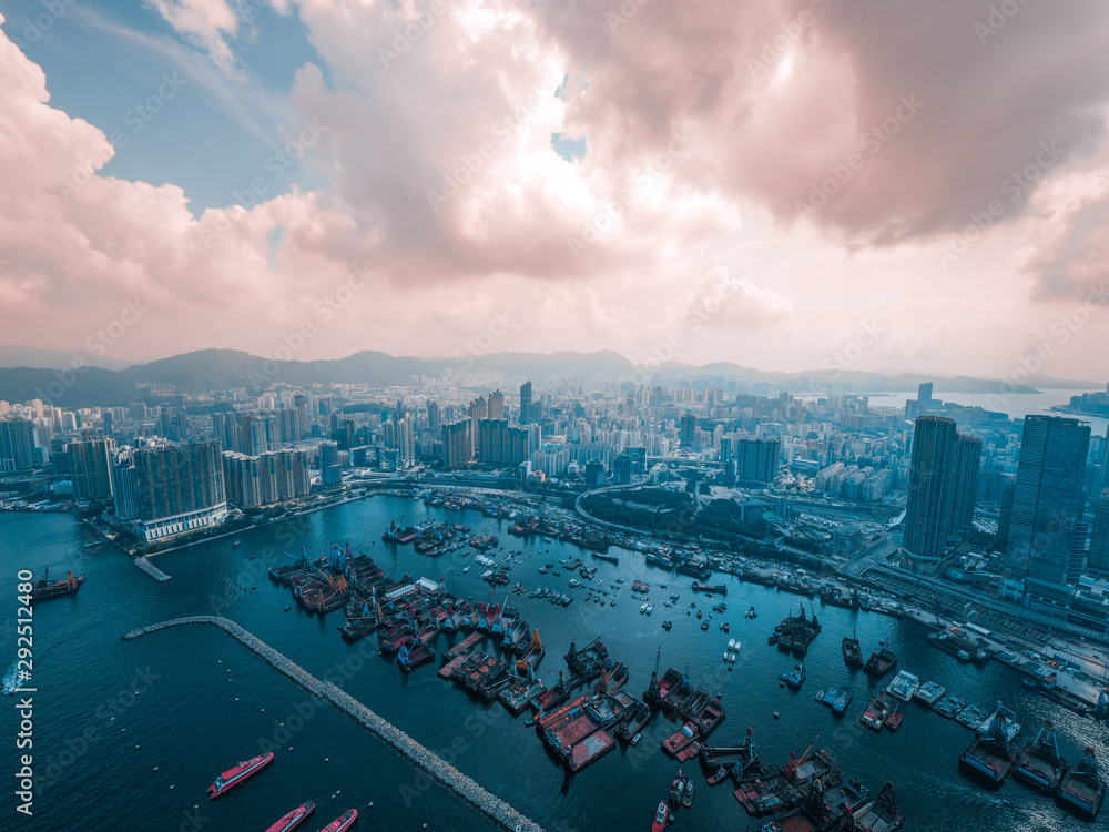 Fototapeta premium Hong Kong City in aerial view