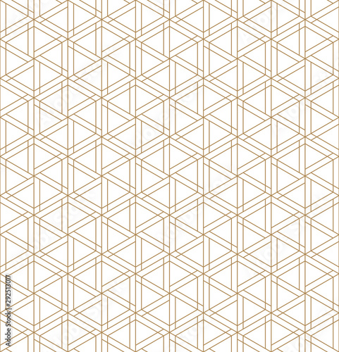 Seamless abstract patten based on japanese ornament kumiko .Golden color lines.