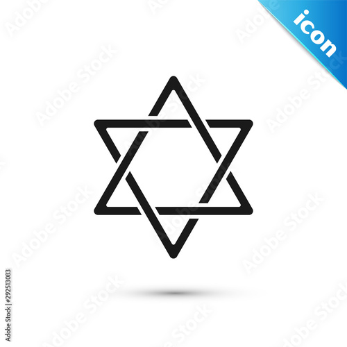 Black Star of David icon isolated on white background. Jewish religion symbol. Symbol of Israel. Vector Illustration