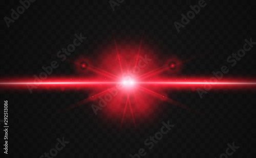 Abstract laser beam. Transparent isolated on black background. Vector illustration.