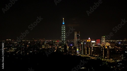 Wallpaper Mural TAIPEI, TAIWAN - CIRCA AUGUST 2019 : Aerial view of cityscape of Taipei at night. View of shopping and business district at Xinyi area. Torontodigital.ca