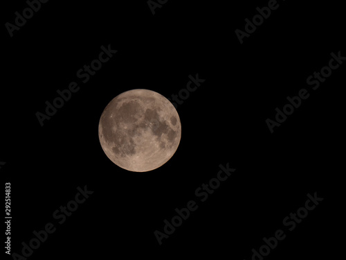 Full moon over closeup. Full moon on dark sky. 