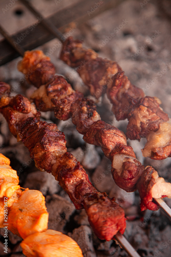 Arabic shish kabab Meat and Chicken Barbecue on coal grill | Mashawi & Tawwok Arabic shish kabab Meat and Chicken Barbecue on coal grill | Mashawi & Tawwok