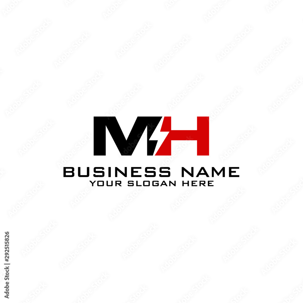MH Initial logo concept with electric template vector