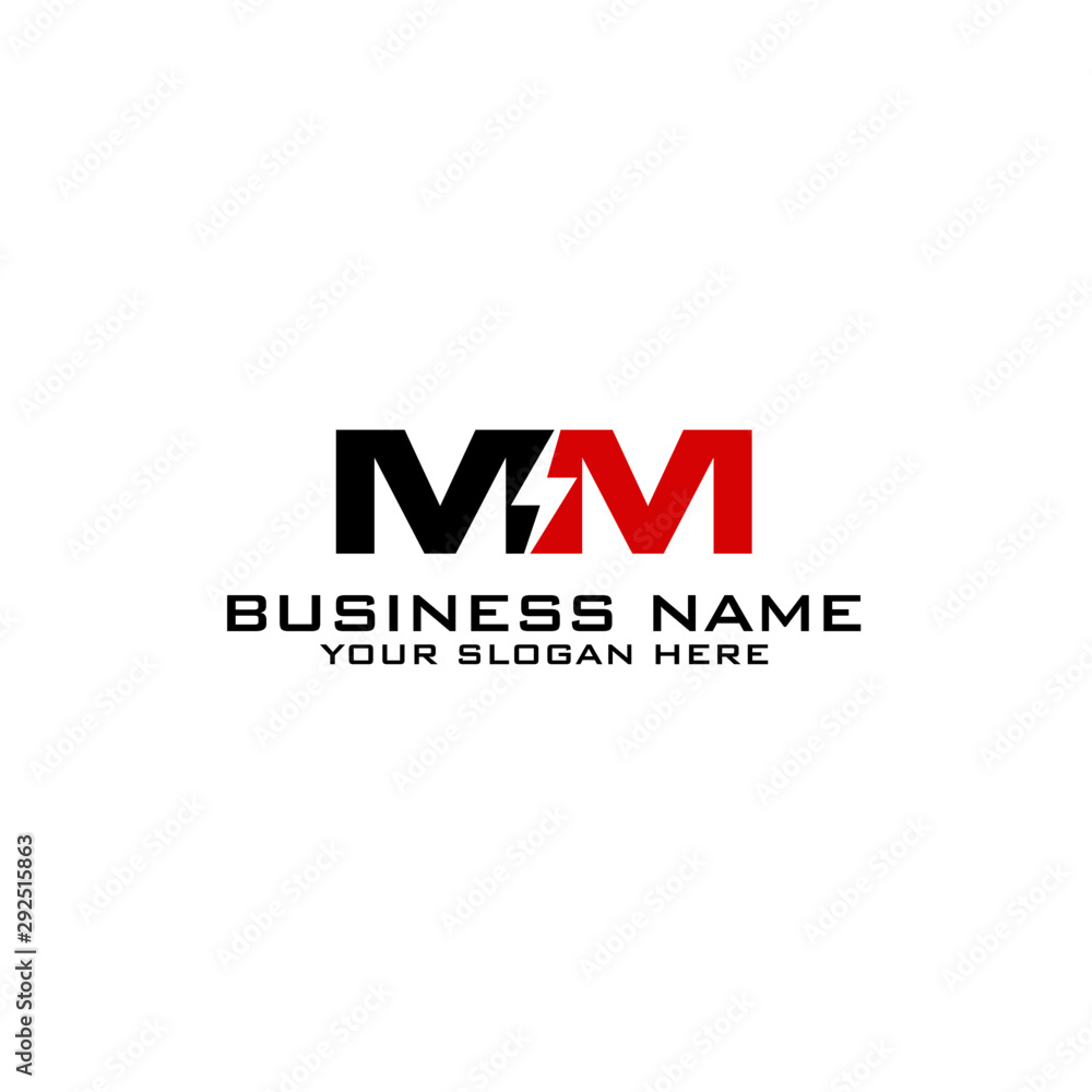 MM Initial logo concept with electric template vector MM Initial logo concept with electric template vector