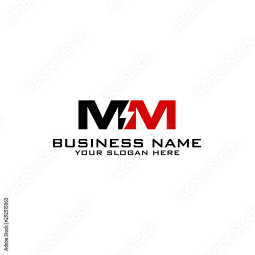 MM Initial logo concept with electric template vector