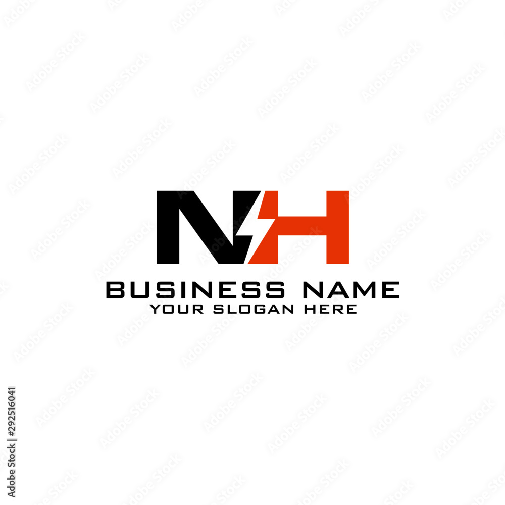 NH Initial logo concept with electric template vector