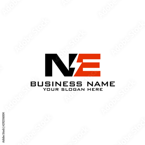 NE Initial logo concept with electric template vector