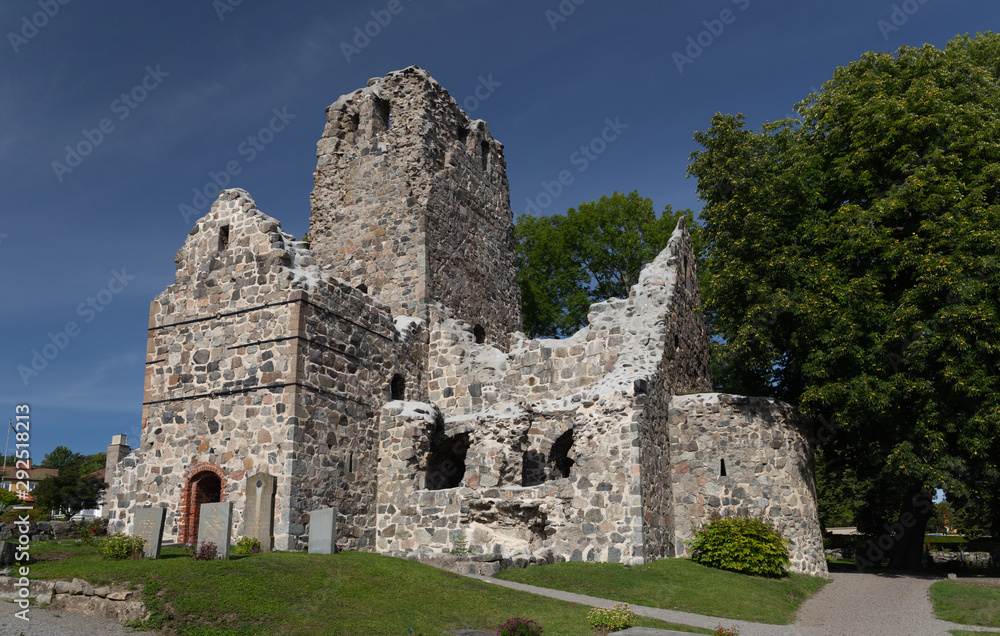 Ruins of St. Olof church. Sigtuna. Sweden. 08.2019