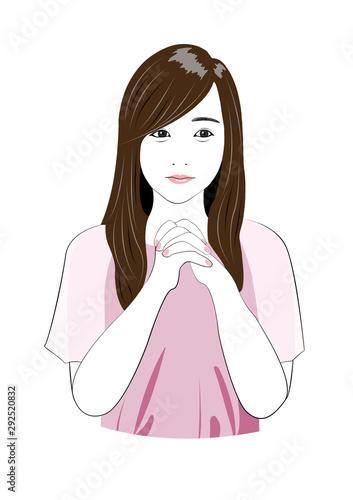 手を組む若い女性 Stock イラスト Adobe Stock 手を組む若い女性 Stock イラスト Adobe Stock