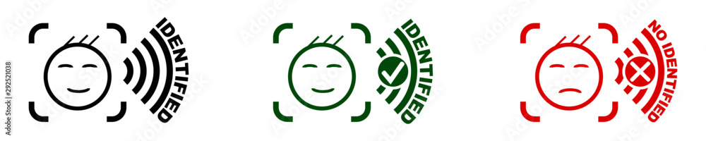 Face ID Icon Set. Facial recognition system signs. Facial Recognition ...