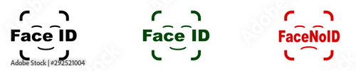 Face ID Icon Set. Facial recognition system signs. Facial Recognition System concept. Logo biometric scanning. Identification of a person through the system of recognition.