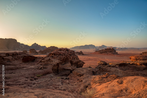 sunset in the desert wadi rum jordan