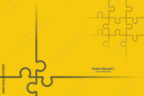 Abstract background landing page. Team project. Line design concept cooperation. Symbol collaboration. Vector illustration flat design. Connection puzzle.