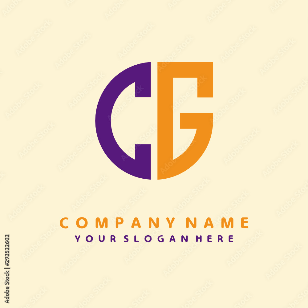 Obraz premium initial letter CG logo purple, orange. Monogram Vector Logo
